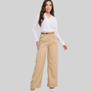Calça Pantalona Alfaiataria com Cinto
