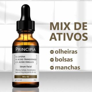 Sérum Principia Cafeína 5% + Ácido Tranexâmico 3% + Ácido Ferúlico 0,5% - Anti-Olheiras e Clareador