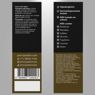 Sérum Principia Cafeína 5% + Ácido Tranexâmico 3% + Ácido Ferúlico 0,5% - Anti-Olheiras e Clareador