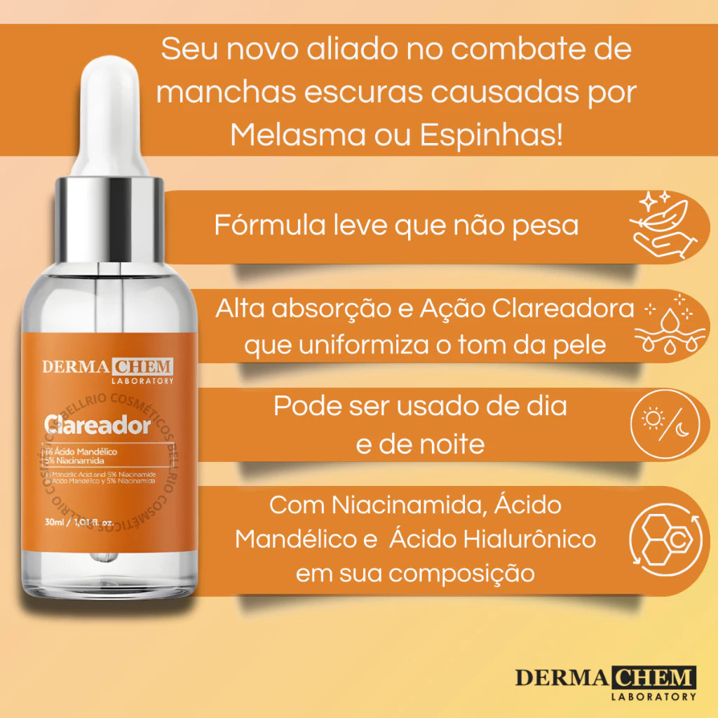 Sérum Facial Clareador Dermachem 30ml - Uniformizador de Tom