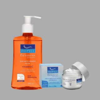 Kit Nupill Sabonete Facial Vitamina C 200ml + Creme Antirrugas FPS15 Tensine e Macadâmia 50g