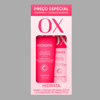 Kit Ox Shampoo 375ml e Condicionador Hidrata 170ml  Mais Máscara Ox Hidratação 300g