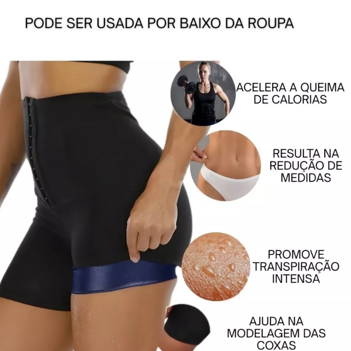 Bermuda Sauna Modeladora Premium – Efeito Térmico Potente + Compressão Ajustável para Definição e Resultados Visíveis