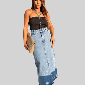Saia Jeans Midi Premium