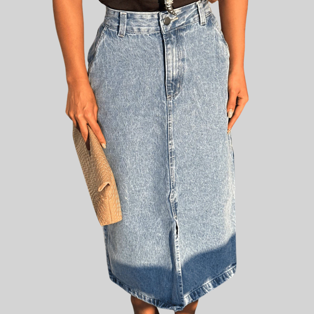 Saia Jeans Midi Premium