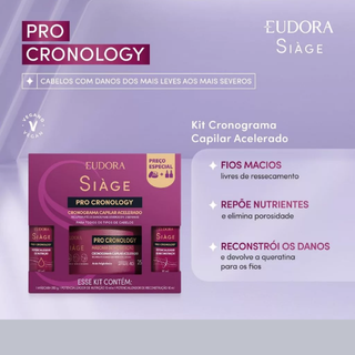 Mascara Eudora Kit Cronograma Capilar Acelerado Siàge Pro Cronology 1 Máscara 2 Ampolas.