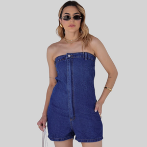 Macaquinho Jeans Tomara Que Caia