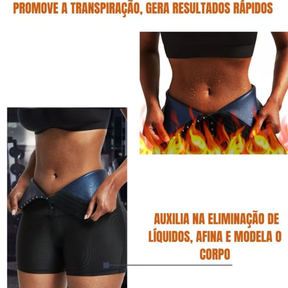 Bermuda Sauna Modeladora Premium – Efeito Térmico Potente + Compressão Ajustável para Definição e Resultados Visíveis