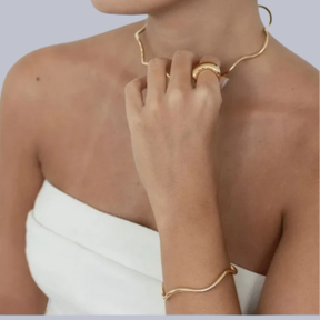 Choker Aro Ondulado e Pulseira Conjunto